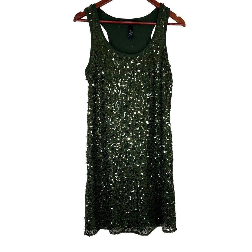 Inc International Concepts Womens‎ All Over Green Sequin Mini Dress Mermaidcore
